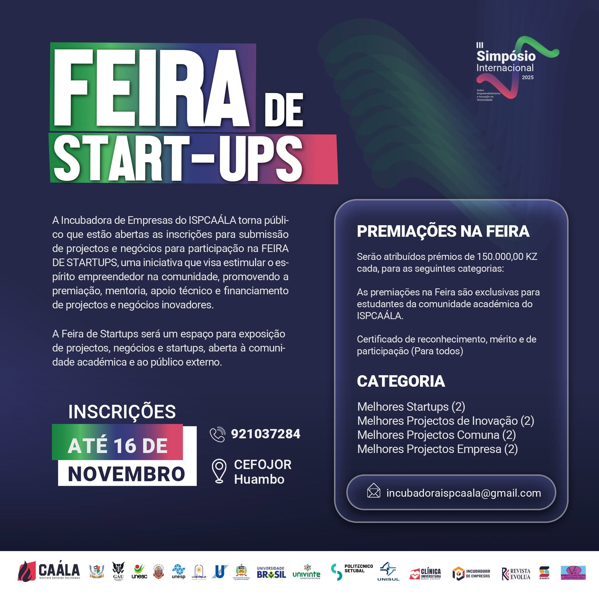 FEIRA DE STARTUPS | III SIMPÓSIO INTERNACIONAL DO ISPCAÁLA